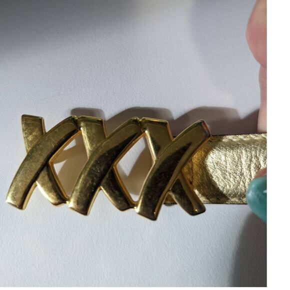 Vintage 80's Paloma Picasso XXX Leather Belt Gold Tone Size Small - Picture 3 of 6